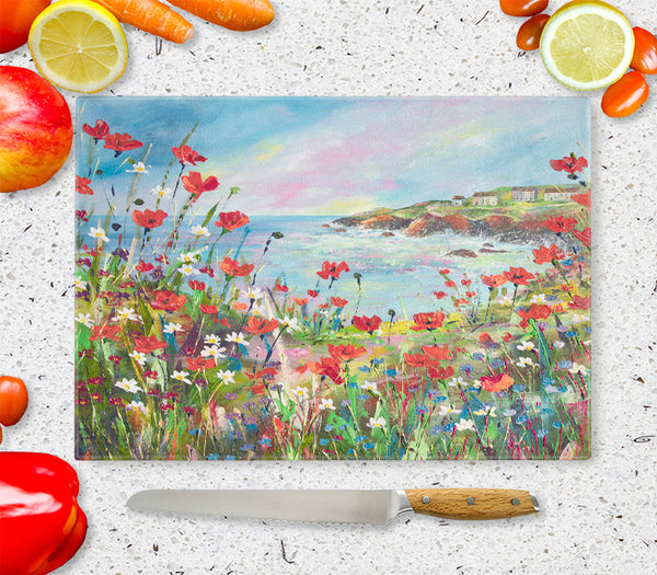Glass Chopping Board of Hilltop View