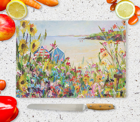 Glass Chopping Board of 'Perfect Summer'