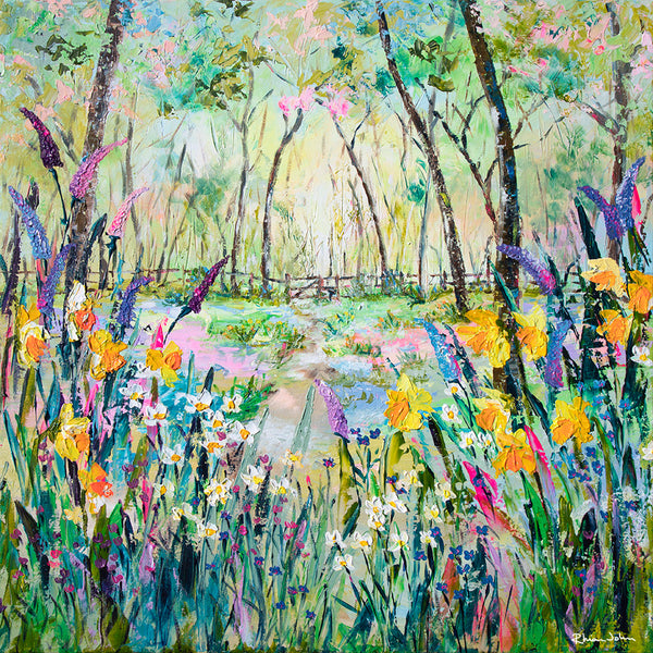 80x80cm Original painting on canvas ‘Spring Woodland'